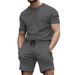 Men's Clothing short sleeve sports casual patchwork round neck fitness suit men's t-shirt_viptrois.com