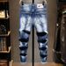 Men's Stretch Ripped Skinny Jeans Slim Fit Comfort Denim Pants With Distressed Details For Casual Wear_viptrois.com