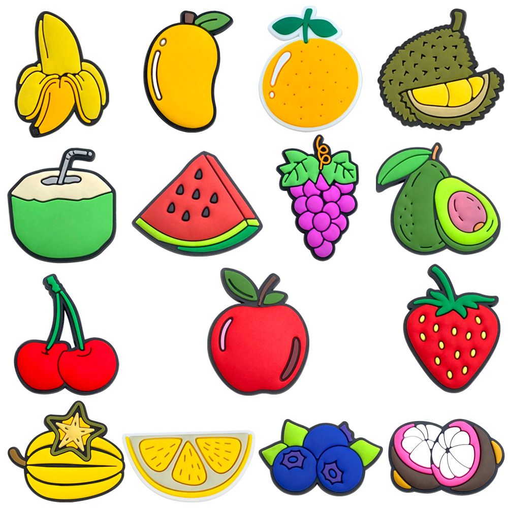 15 Sets Of Cute Fruit Shoes Flower Shoe Buckle Soft Rubber Shoe Accessories Accessories Decorative Buckle_viptrois.com
