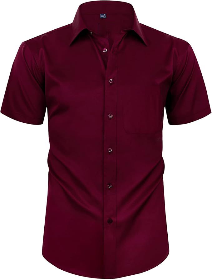 Cross Border Short Sleeved Solid Color Men's Shirt Formal Shirt Free Ironing Men's Clothing Hot Sale_viptrois.com