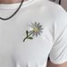 Men's Slim Fit Cotton T-Shirt - Round Neck Daisy Embroidery Half Sleeve Tee_viptrois.com