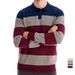 Pure 2024 Autumn New Long Sleeve Polo Sweater Slim Fit Turn-Down Collar Striped Patchwork Men's European Size Knitwear_viptrois.com