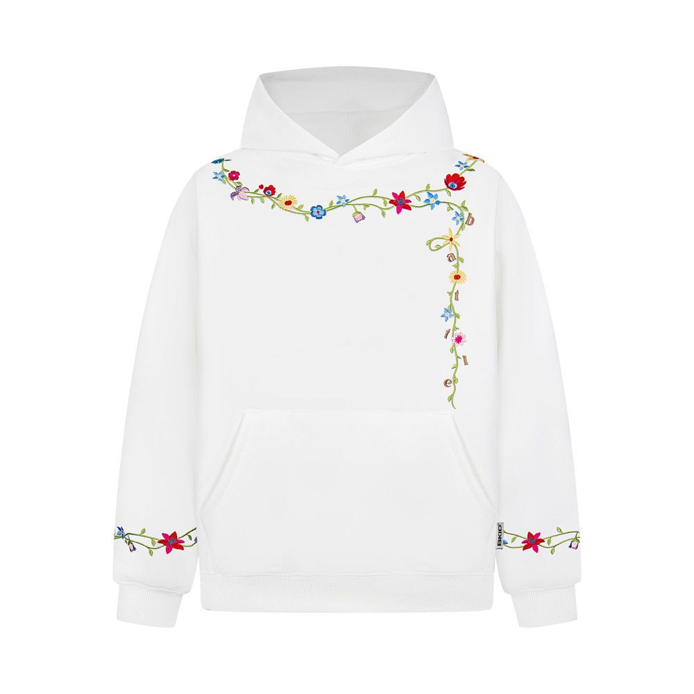 Plant Vine Embroidery Hooded Loose Pullover Vibe Trendy Brand Unisex Autumn Winter Casual Sweatshirt_viptrois.com