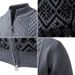 Men's Plus Size Retro Jacquard Zip-Up Knit Sweater With Stand Collar, Casual Pullover Cardigan For Winter, Fashionable & Comfortable_viptrois.com