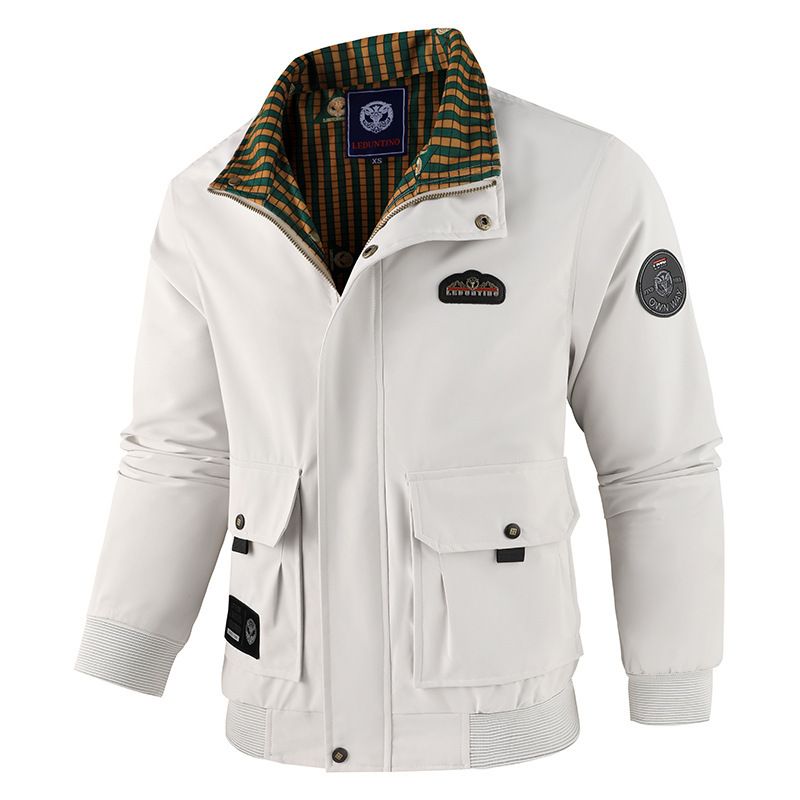New Autumn And Winter Coat Stand-up Collar Business Men's Jacket Parker Casual Thin Solid Color_viptrois.com