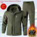 Men's Winter Fleece-Lined Waterproof Work Jacket & Pants Set - Windproof Thermal Insulated Outdoor Workwear For Cold Weather_viptrois.com