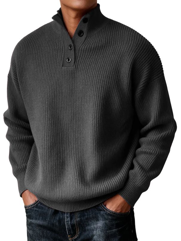 For The Autumn And Winter Of 2025, Men's Casual And Versatile Woolen Hoodie With A Stand-up Collar Sweater_viptrois.com