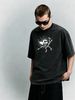 Vintage Skeleton Animal Graphic 230G Washed Cotton Oversized T-Shirt Men's Casual Luxury Short Sleeve Summer Tee_viptrois.com