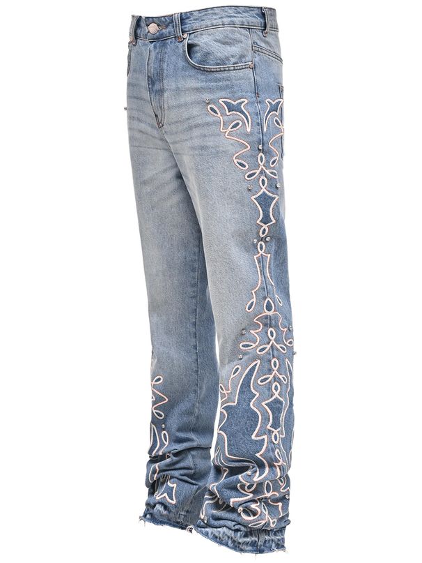 Autumn New Gradient Wide-Leg Unisex Jeans Fashion Cross-Border Hot-Selling Embroidered Men's Straight-Leg Pants_viptrois.com