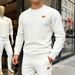 New Arrival Outdoor Casual Sports Men's Simple Commuting Loose Textured Crew Neck Sweatshirt_viptrois.com