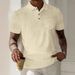 Men's New Lapel Button Pocket Corduroy Solid Color Casual Short Sleeved Polo Shirt_viptrois.com