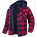 Men's Winter Plaid Hooded Jacket - Thick Cotton Coat With Detachable Hood, Windproof & Breathable, Loose Fit For Casual Outwear_viptrois.com