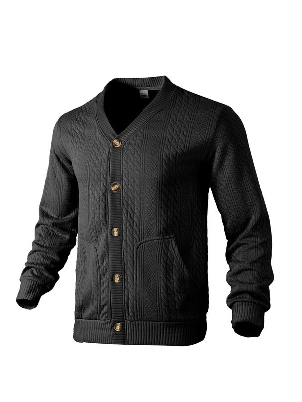 2025 New Trend European And American Fashion Men's Jacquard Cardigan Button-up Knitted Slim-fit Jacket_viptrois.com