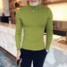 FW11110 2025 Winter Fleece Lined Half Turtleneck Sweater Base Shirt Men Slim Fit Non-Iron Pullover Long Sleeve Casual_viptrois.com