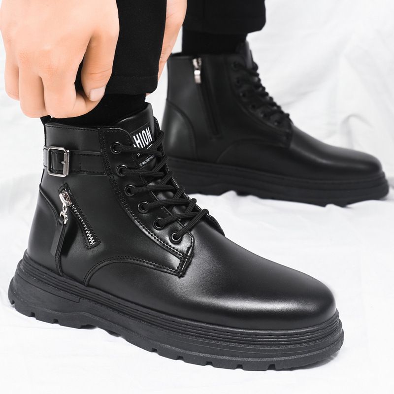 Men's Shoes Large Size Men's Leather Boots New Autumn Martin Boots Men's Boots Leather Solid Black_viptrois.com