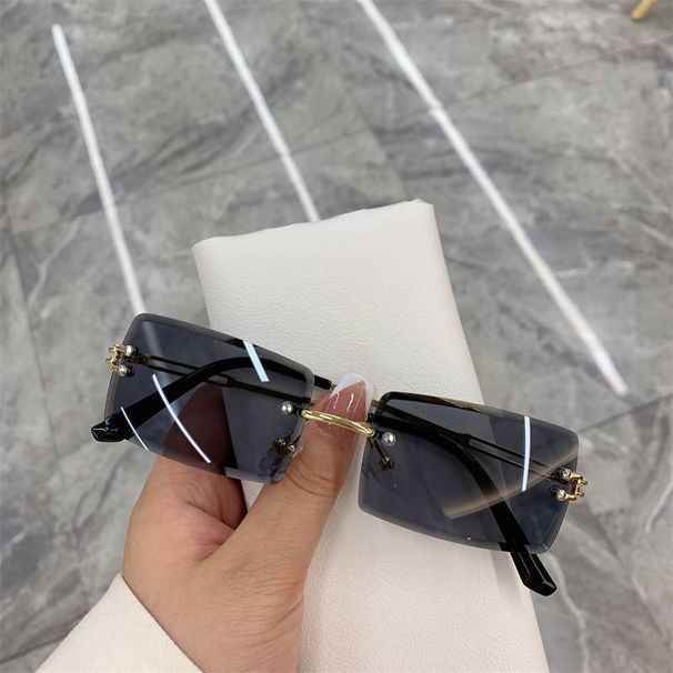 Sunglasses Female Explosive Square Small Rimless Sunglasses Male Fashion Personality Metal_viptrois.com