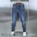 Men's Stretch Lycra Twill Jeans Slim Straight Leg Comfortable Elastic Casual Trousers Slim Straight-Leg Silhouette_viptrois.com