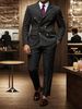 2pcs Men's Business Wedding Suit Set Striped Formal Tuxedo Outfit For Dinner And Ceremonies_viptrois.com