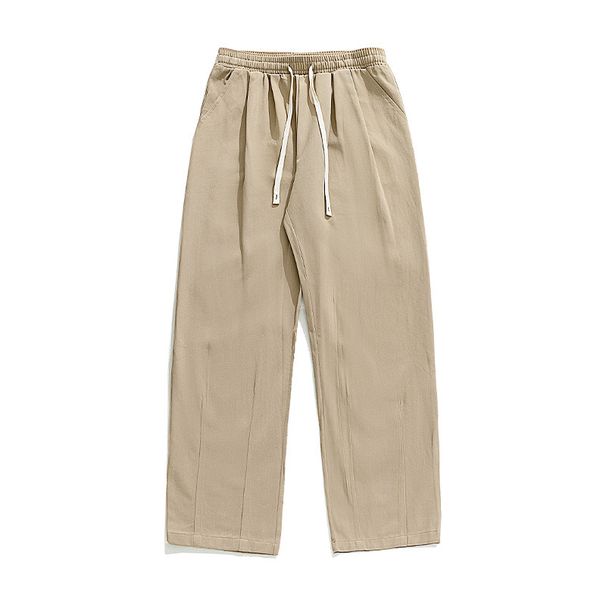 Men's Clothing Retro Sand Washed Loose Casual Pants Men's Spring Style Trendy Brand All Match Three Dimensional Pleated Design Plus Velvet Trousers_viptrois.com