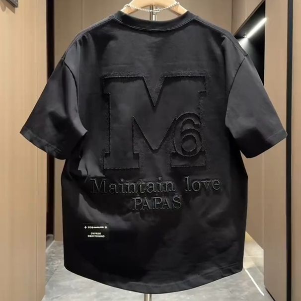 Summer Short Sleeve Men's T-Shirt Trendy Embroidered Casual Top Fashionable Half Sleeve Tee For Men_viptrois.com