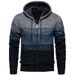 Pure 2025 Autumn Winter New Men's Casual Hooded Sweater Fashion Color Block Fleece Knitted Cardigan Jacket Coat_viptrois.com