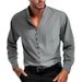 Solid Color Casual Long Sleeved Men's Shirt Stand Up Collar Breathable Versatile Bottoming Shirt_viptrois.com