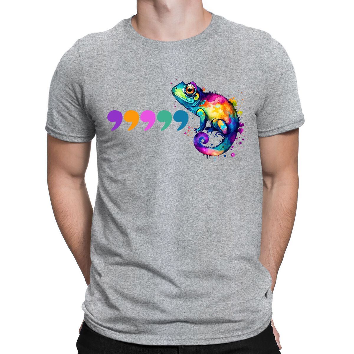 Funny Grammar Comma Chameleon Meme Joke Retro Vintage Mens Womens T-Shirt Mens Womens Tees Tops #D_viptrois.com