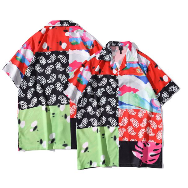 Men's Clothing Retro Printed Shirt Hot Selling Hip Hop Trendy Brand Men's Trendy Loose Hawaiian Short Sleeved Floral Shirt Jacket Men_viptrois.com