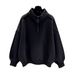 Unisex High-Neck Zip-Up Sweatshirt – Minimalist Oversized Pullover With Kangaroo Pocket (Black & White)_viptrois.com