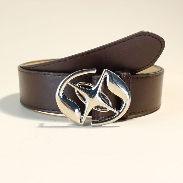 New Version Of Style Men And Women Retro Smooth Buckle Simple Fashion Belt Logo Metal Buckle Belt Female_viptrois.com