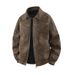 Vintage Brown Suede Leather Jacket For Men & Women - Retro Pilot Bomber Coat With Stand Collar, Lightweight & Stylish_viptrois.com