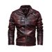 Men's leather jacket pu leather jacket European and American motorcycle clothing fleece leather jacket men_viptrois.com