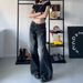 Men’s Clothing Large Size High Street Vibe Black Washed Jeans Straight Loose High Waist Slim Wide Leg Mopping Trousers_viptrois.com