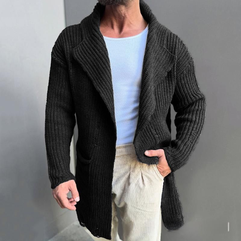 "Men's Slim Fit Hooded Cardigan – Long Sleeve Knit Sweater Jacket For Winter, Lightweight & Warm (Black/Navy/Green/Gray)"_viptrois.com