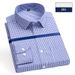 Men's Striped & Checkered Long Sleeve Dress Shirt, Wrinkle-Free Business Casual Shirt With Breathable Fabric, Slim Fit Office Wear For Spring & Summer_viptrois.com
