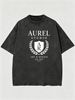 Heavyweight Washed Oversized Aurel Studio Crest Graphic T-Shirt Men's Streetwear Te_viptrois.com