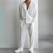 Men's Clothing thin solid color sexy deep v cardigan knitted sweater shirt casual fashion suit two piece suit men_viptrois.com