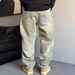 Men's Clothing Niche Retro Dirty Wash Old Paint Ripped Jeans Men's Trendy Brand Handsome Big Machete Wide Leg Mopping Long Pants_viptrois.com