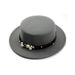 French British style pearl ribbon flat top hat autumn and winter new wool hat female gentleman hat wide brim felt hat_viptrois.com