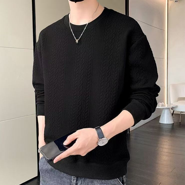 Men's Corduroy Long Sleeve Pullover – Lightweight Spring Essential, Crew Neck, Minimalist Streetwear (M-5XL, Breathable, Layering-Ready)_viptrois.com