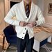 Men’s Slim Fit V-Neck Knit Cardigan – Japanese Streetwear Style Polyester Sweater (Machine Washable, 6 Sizes, Solid Colors,_viptrois.com