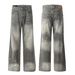 Men's Clothing Retro 2025 High Grade Washed Dirty Inkjet Design Loose Men's Flared Denim Trousers_viptrois.com