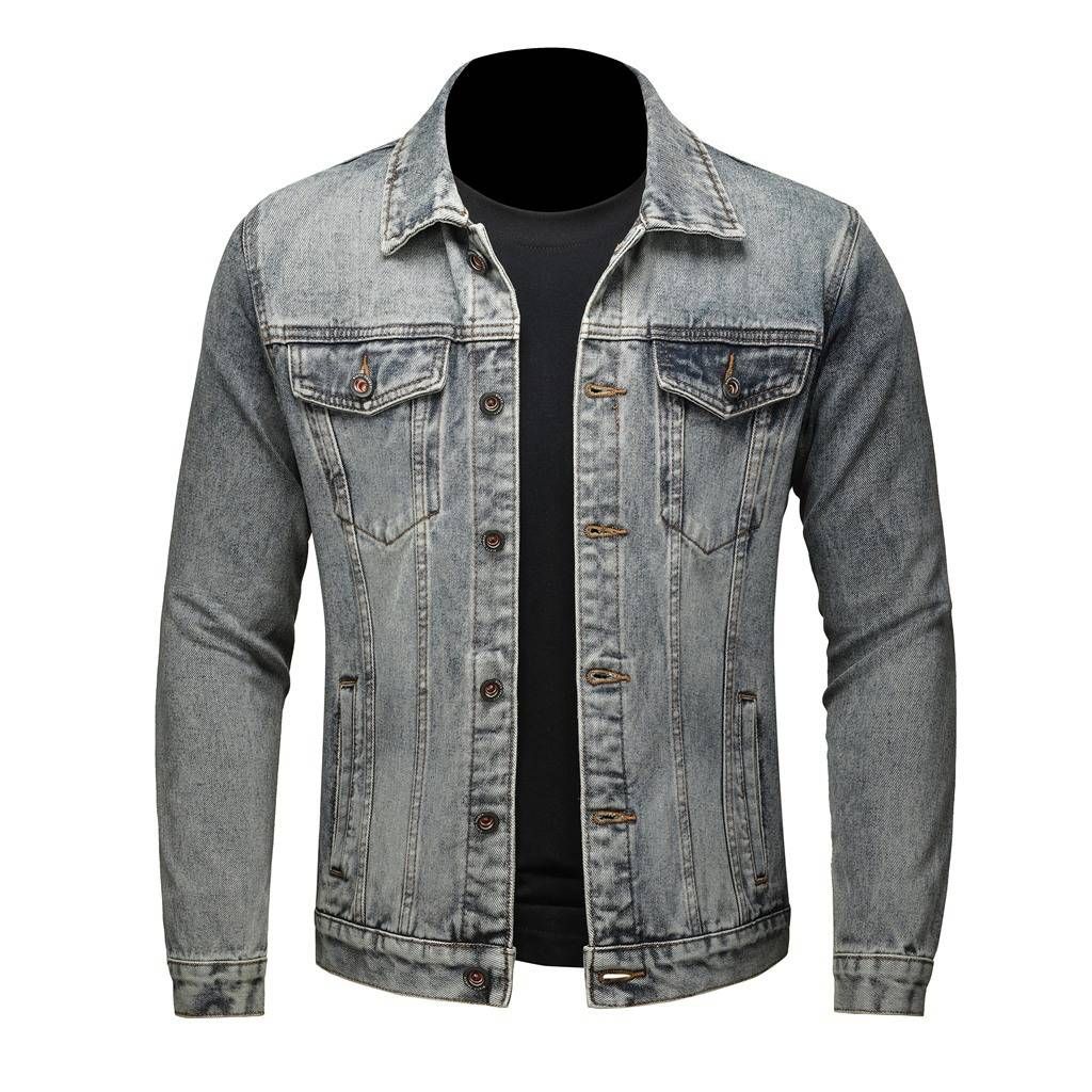 Men's Clothing new spring and autumn workwear denim jacket men's trendy spring loose jacket men's denim tops_viptrois.com