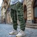 Men's Clothing Corduroy Casual Pants Men Autumn Retro Loose Workwear Pocket Hem Elastic Windproof Design Trousers_viptrois.com