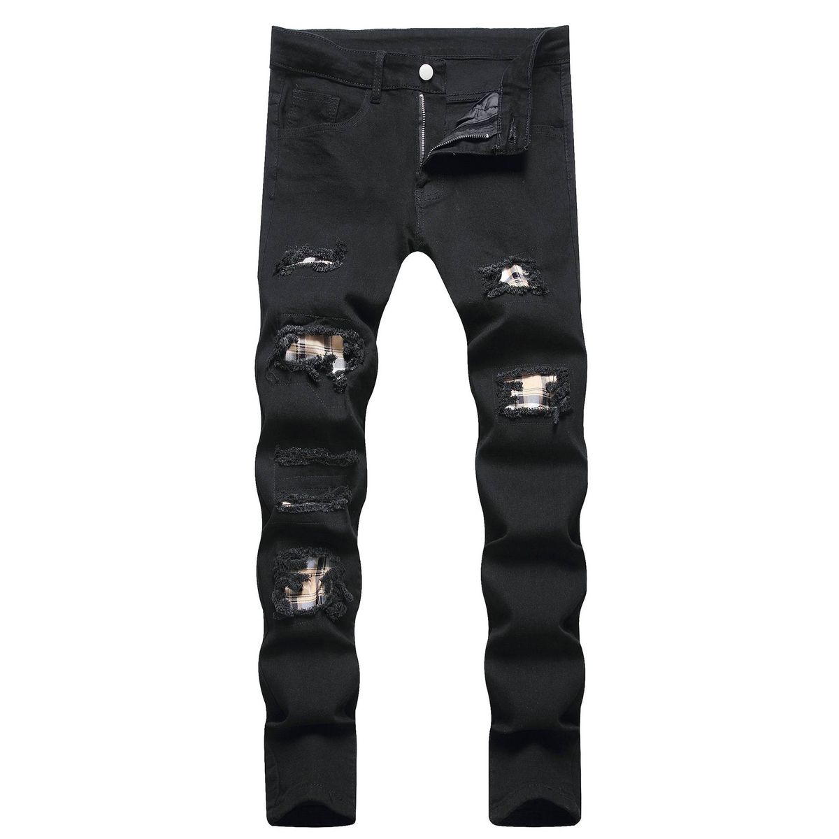 Men's Ripped Jeans - Distressed Denim Pants For Casual Streetwear, Slim Fit Stretch Comfort_viptrois.com