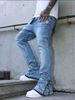 Men's Embroidered "US"AAA Jeans - Spring Summer Relaxed Bootcut Straight Denim Pants With Whisker Wash_viptrois.com