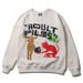 Loom 2022 Trendy Men's Fashion European And American Style Kanye Retro Graffiti Foam Print Crew Neck Fleece Sweatshirt FOG_viptrois.com