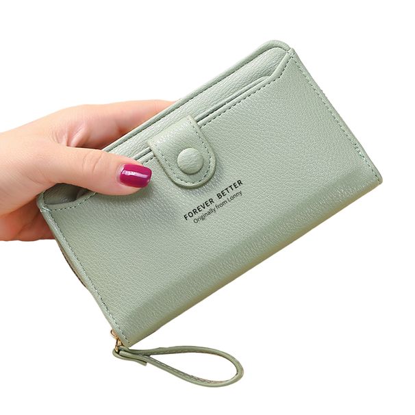 Coin Purse Smooth Zipper Press Button High Capacity Horizontal Multifunction Pocket Storage Delicate Sewing Long Fold Female Clutch Bag For Work_viptrois.com