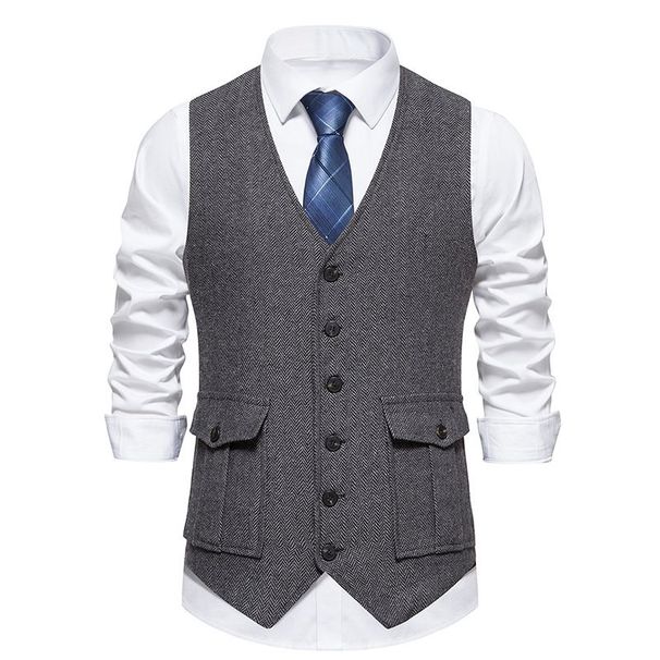 Star Same Retro Single-breasted Three-dimensional Pocket Men's Suit Vest Casual Business_viptrois.com