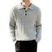 Classic Cable-Knit Polo Sweater – Business Casual Men's Knitwear – Old Money Style & Breathable Polyester_viptrois.com